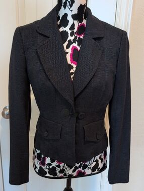Signature by Larry Levine Gray Textured Tailored Blazer Size 4